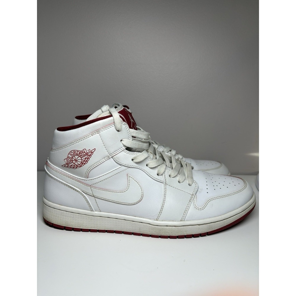 Nike Air Jordan 1 Mid Retro White Gym Red Men's Shoes 554724-103 - Size 13‎